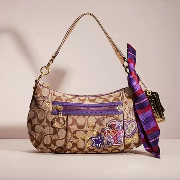 Coach Handbags - RARE Coach Poppy Tartan Applique Groovy Crossbody Shoulder Bag Brown Monogram